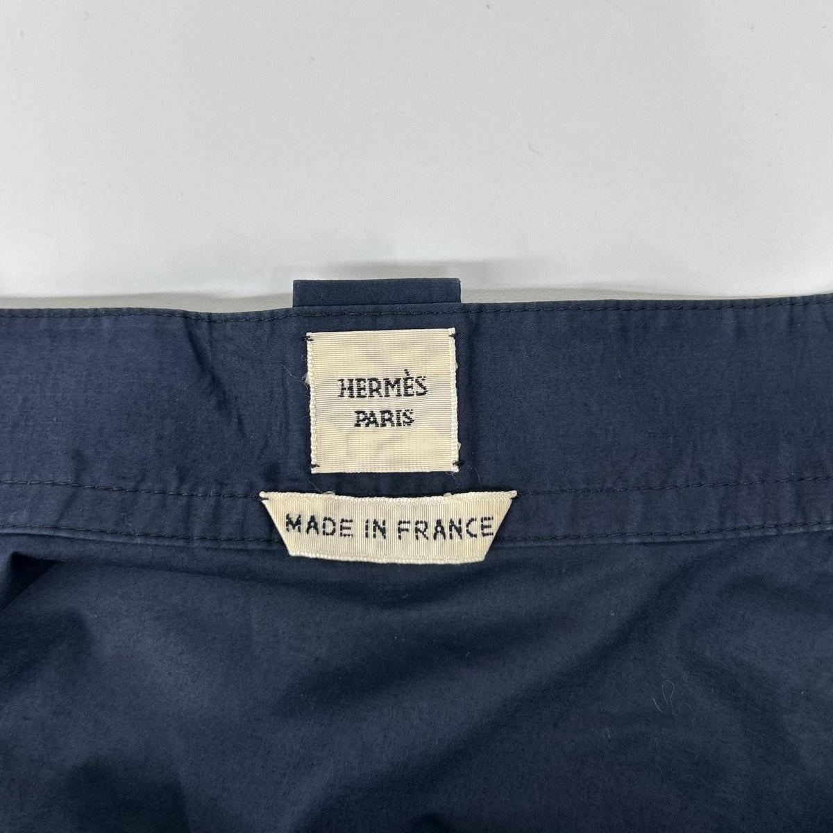 Hermes Navy Cotton Button Bow Tie Shirt 38 — view 5