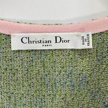 Dior Green Pink Cotton Lame Knit Dress 34 — view 4