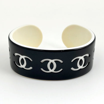 Chanel CC Logo Bangle Plastic Black Bracelet — view 2