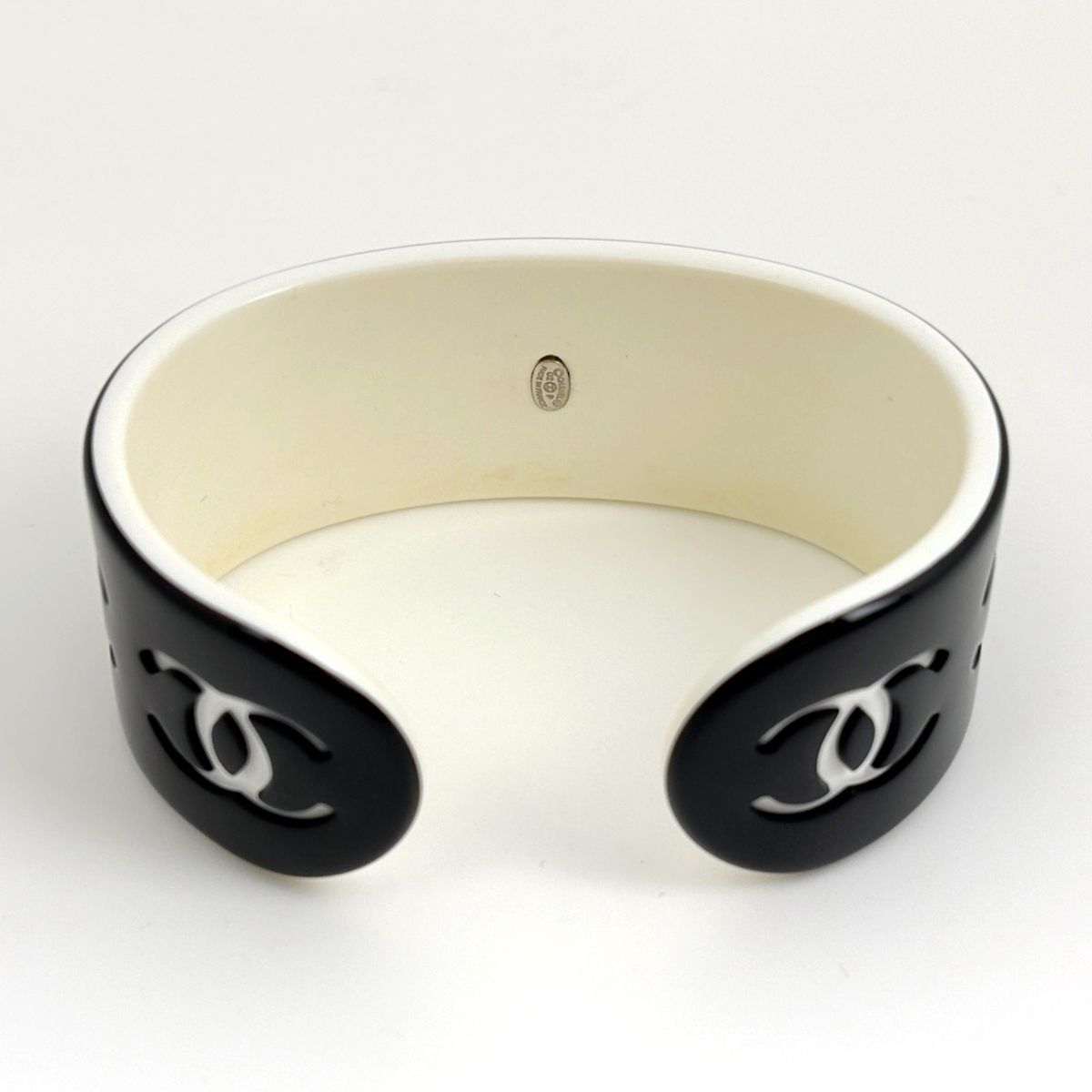 Chanel CC Logo Bangle Plastic Black Bracelet — view 3