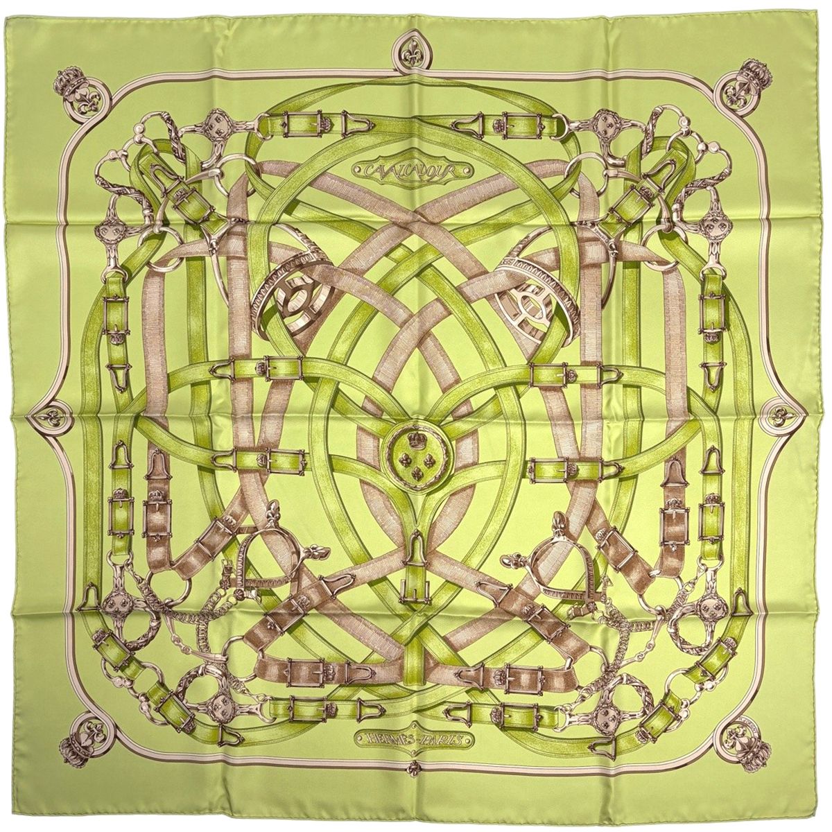 Hermes Carre 90 Avalcadour Scarf Cavalcadour Silk Green Multicolor