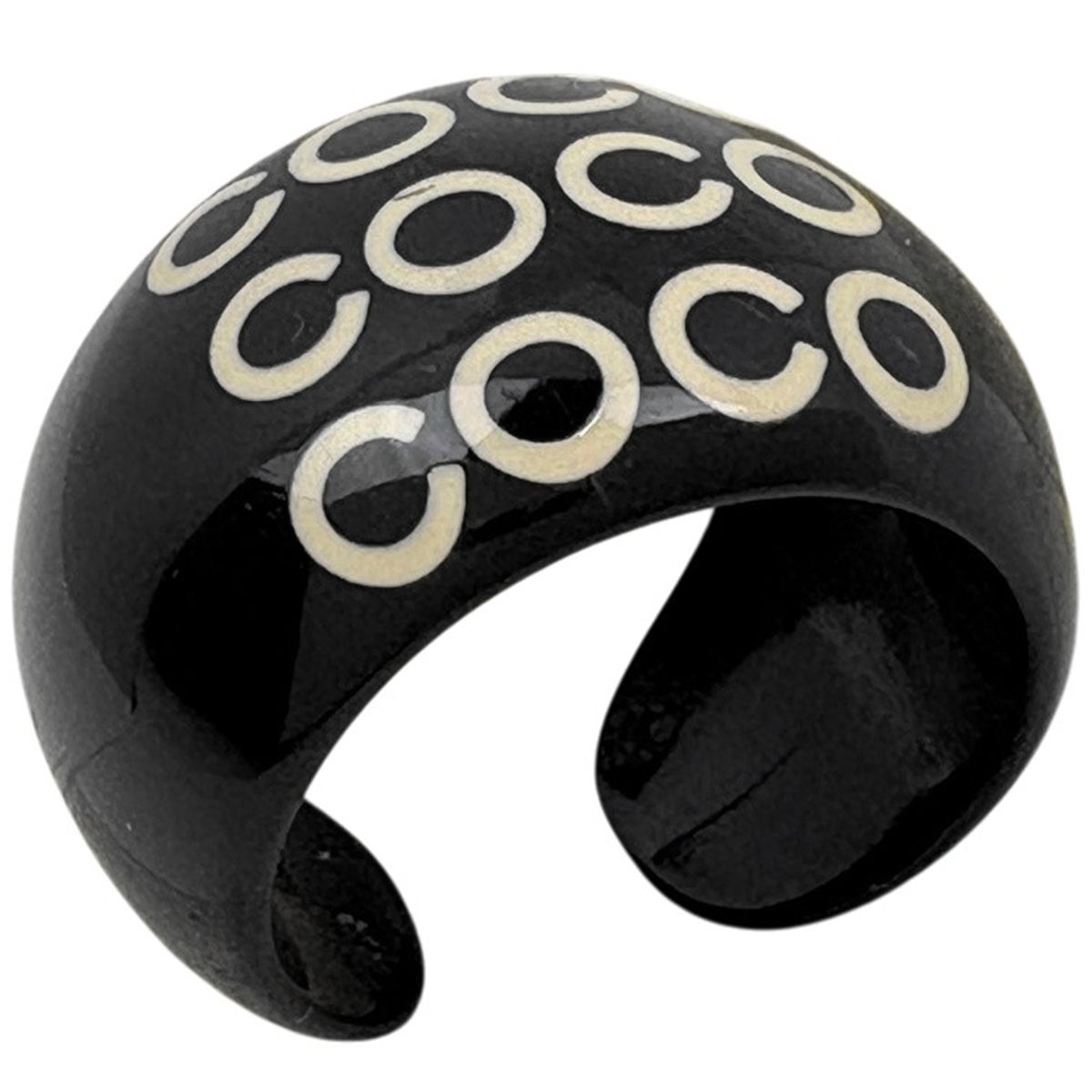 Chanel Ring CC Logo Plastic Black