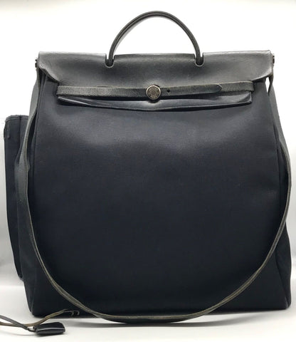 Hermes Herbag MM 2-Way Shoulder Bag Black Price Negotiation Welcome