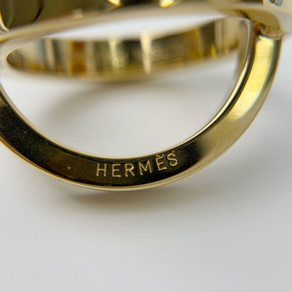 Hermes Circle Motif Scarf Ring Plated Gold Vintage — view 7