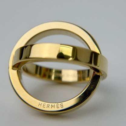 Hermes Circle Motif Scarf Ring Plated Gold Vintage — view 3