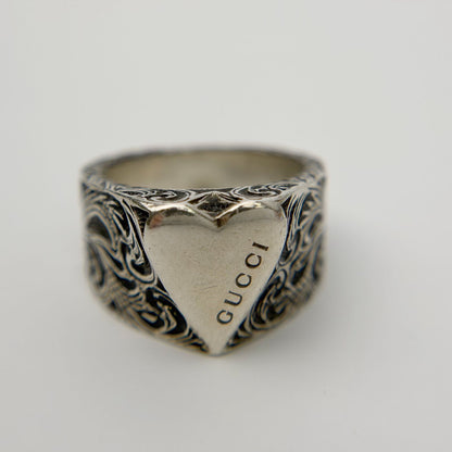 Gucci Heart Arabesque Ring 925 Sterling Silver Vintage — view 5