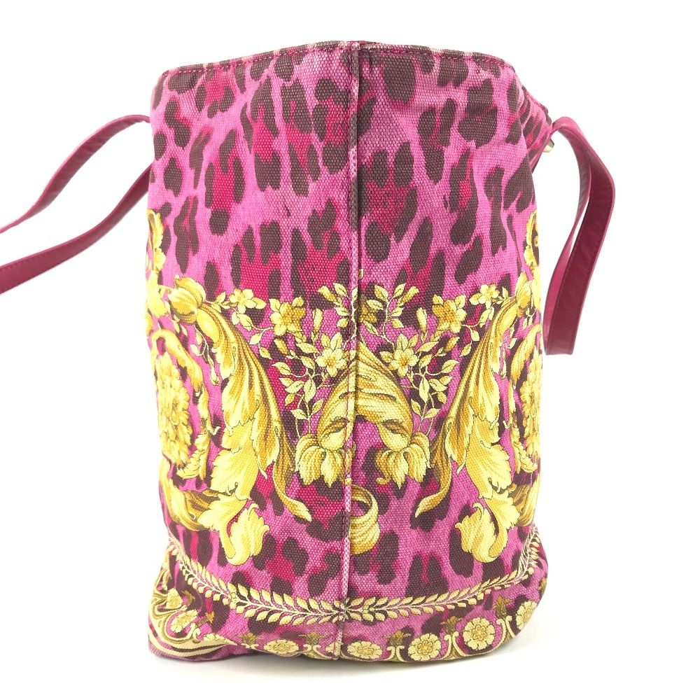 Versace Shoulder Bag Logo All Over Pattern Leather Canvas Pink — view 3