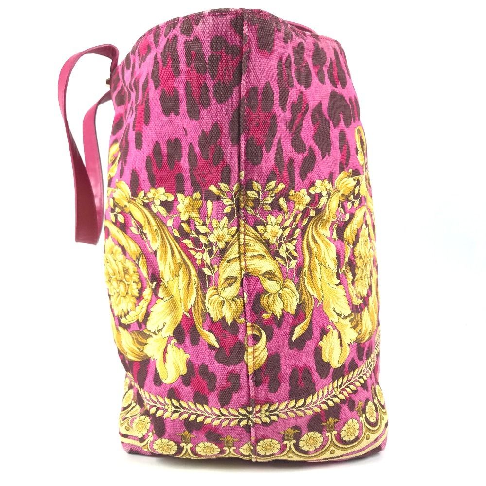 Versace Shoulder Bag Logo All Over Pattern Leather Canvas Pink — view 4