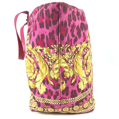 Versace Shoulder Bag Logo All Over Pattern Leather Canvas Pink — view 4