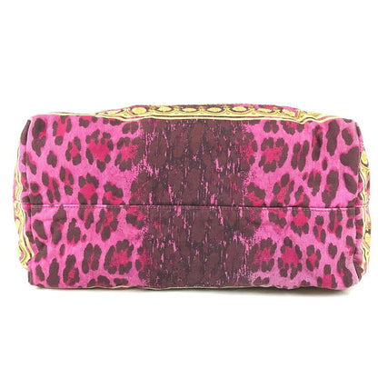 Versace Shoulder Bag Logo All Over Pattern Leather Canvas Pink — view 5