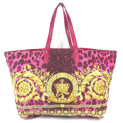 Versace Shoulder Bag Logo All Over Pattern Leather Canvas Pink — view 2