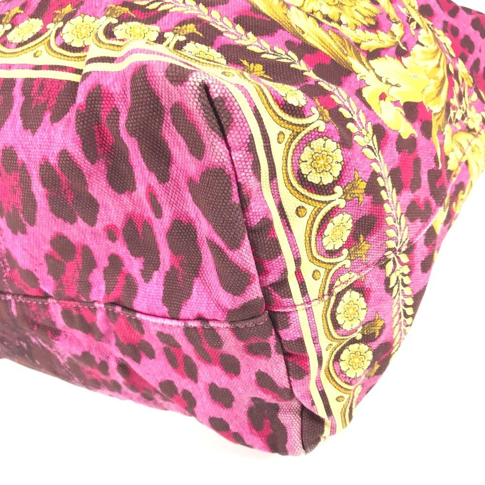 Versace Shoulder Bag Logo All Over Pattern Leather Canvas Pink — view 6