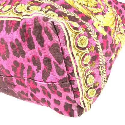 Versace Shoulder Bag Logo All Over Pattern Leather Canvas Pink — view 6