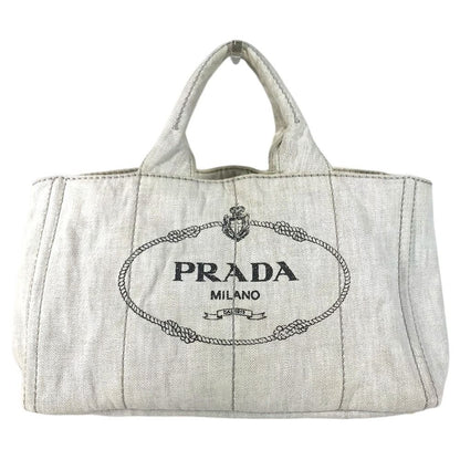 Prada Handbag Canapa Logo Cotton White