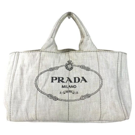Prada Handbag Canapa Logo Cotton White