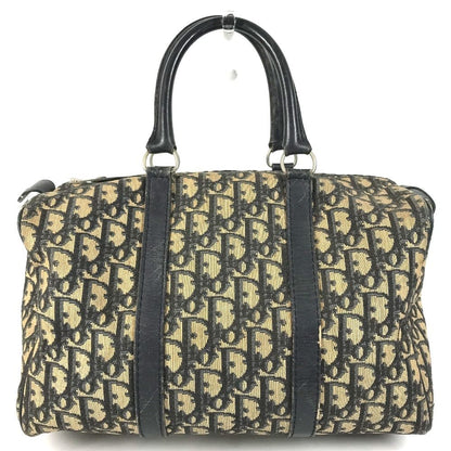 Dior Handbag Trotter Logo Leather Canvas Navy