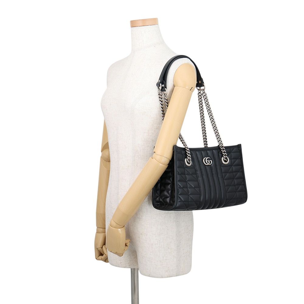 Gucci Tote Bag GG Marmont Chain Leather Black — view 4