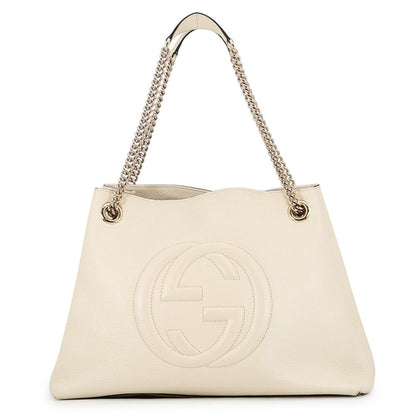 Gucci Tote Bag Interlocking G Soho Chain Leather 2-Way