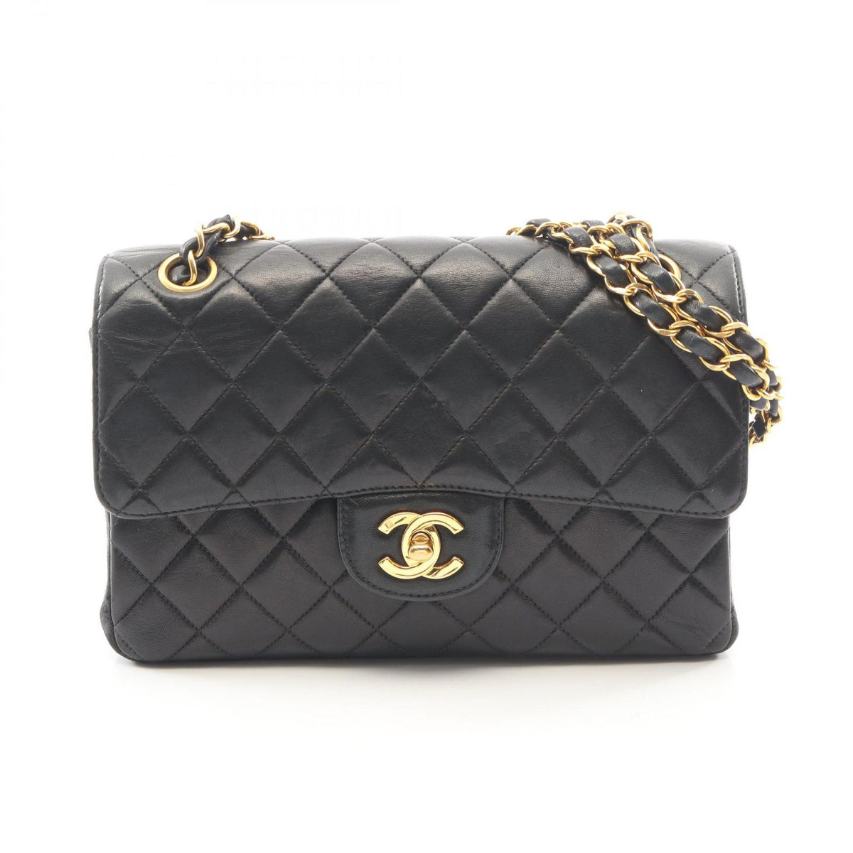 Chanel Shoulder Bag Quilted Double Face Black Lambskin Chain