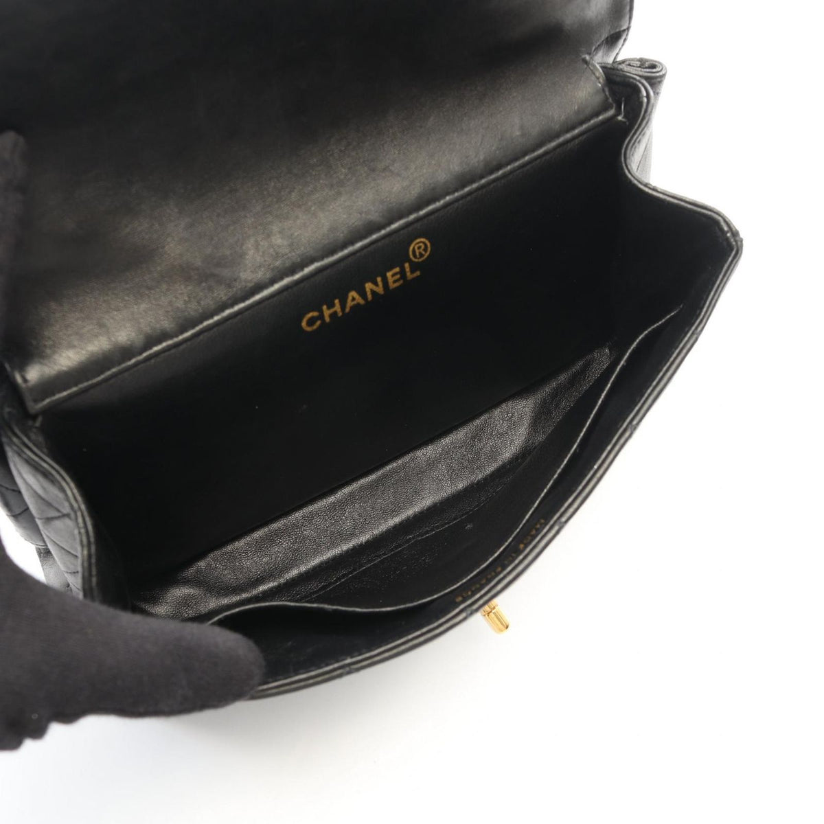 Chanel Shoulder Bag Quilted Double Face Black Lambskin Chain — view 4