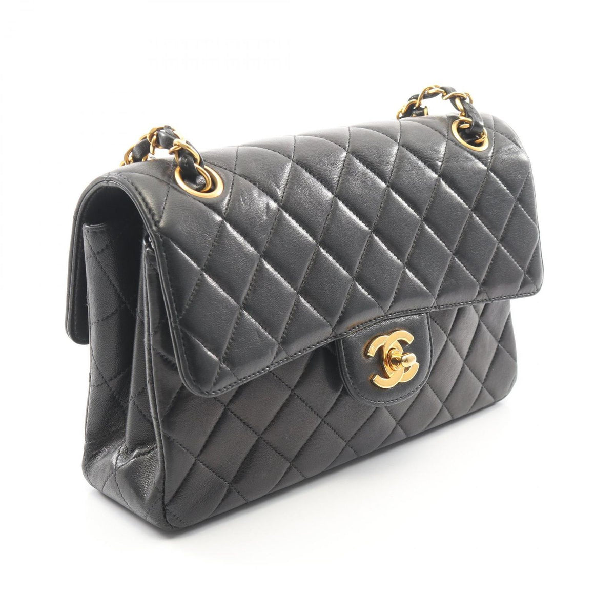 Chanel Shoulder Bag Quilted Double Face Black Lambskin Chain — view 2