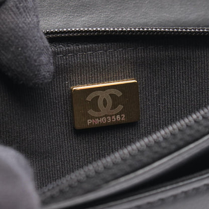 Chanel Shoulder Bag Boy Quilted Black Caviar Leather Boy Chain Wallet — view 5