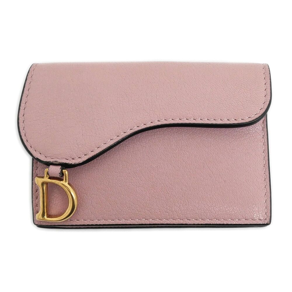 Dior Saddle Bloom Card Holder Pink Gold Case Business