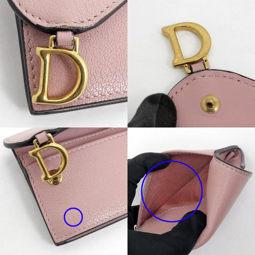 Dior Saddle Bloom Card Holder Pink Gold Case Business — view 8