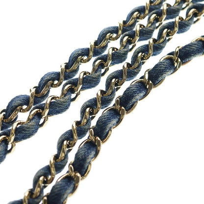 Chanel Mini Quilted Chain Shoulder Bag Back Single Flap Denim Multicolor Navy — view 7