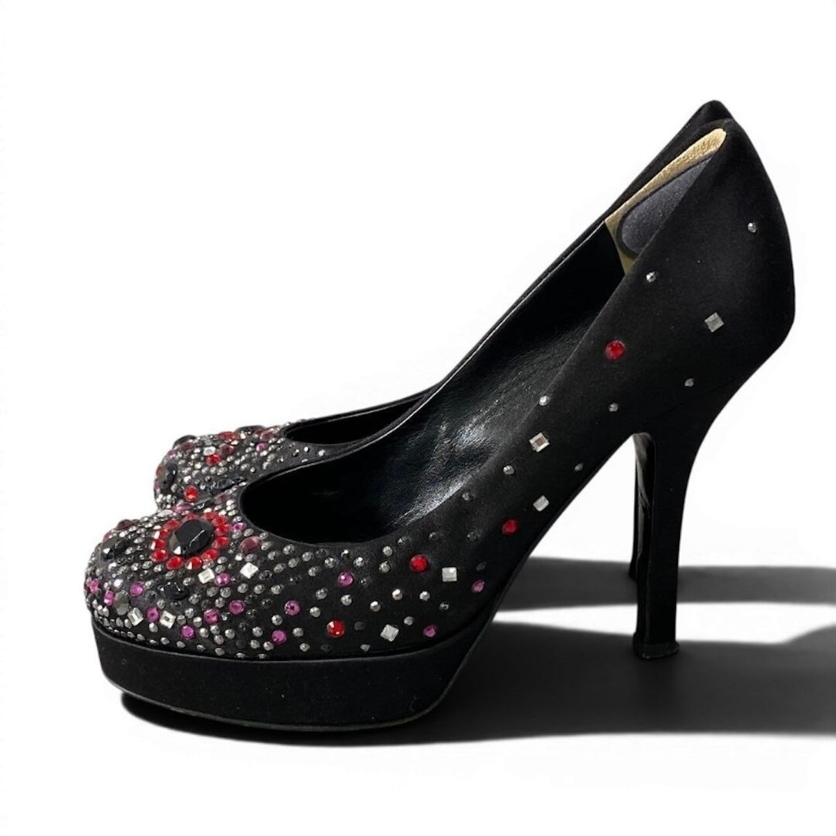 Dolce & Gabbana Rhinestone Pumps Black Satin Heels — view 4