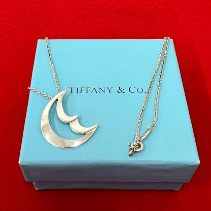 Tiffany & Co Vintage Crest Saint Moon Necklace 925 Sterling Silver Pendant