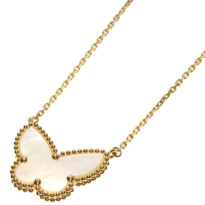 Van Cleef & Arpels Lucky Alhambra Papillon White Shell Necklace 18K Yellow Gold