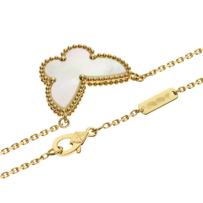 Van Cleef & Arpels Lucky Alhambra Papillon White Shell Necklace 18K Yellow Gold — view 2