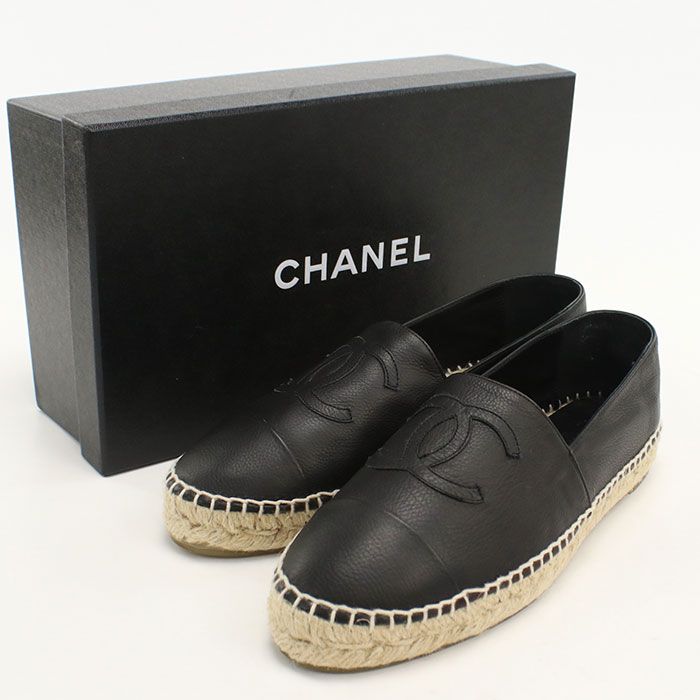 Chanel Espadrilles CC Logo Shoes Leather