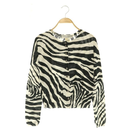 Dolce & Gabbana Cardigan Zebra Pattern Long Sleeve Cotton 40 Black White