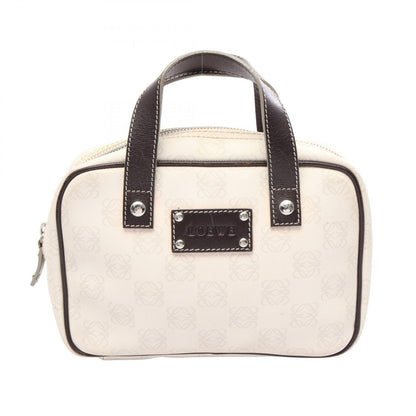 Loewe Handbag Anagram Mini White Dark Brown Canvas Leather Repeat
