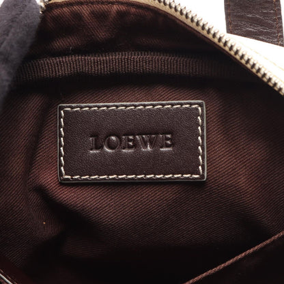Loewe Handbag Anagram Mini White Dark Brown Canvas Leather Repeat — view 4