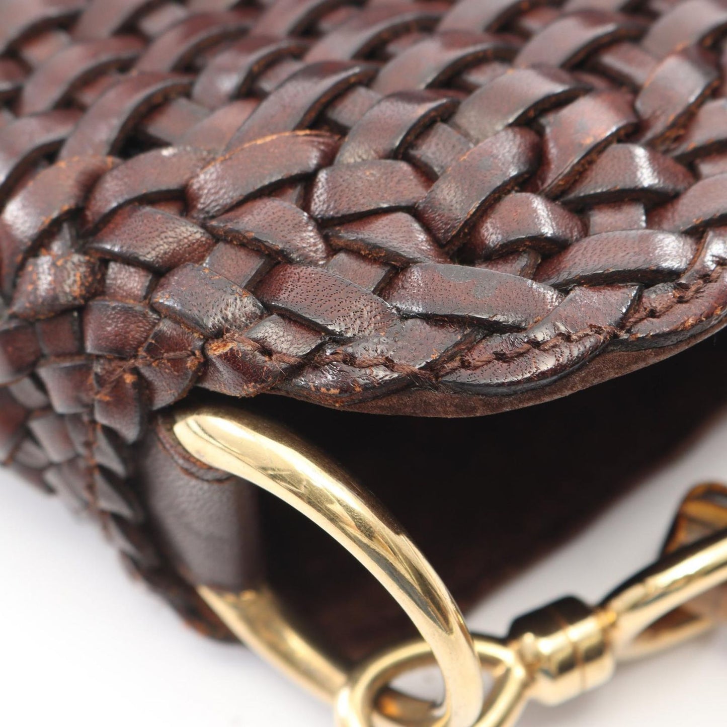Gucci Handbag Bamboo 2-Way 001 Dark Brown Leather Braided Shoulder Bag — view 7
