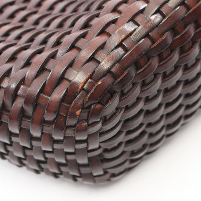 Gucci Handbag Bamboo 2-Way 001 Dark Brown Leather Braided Shoulder Bag — view 6