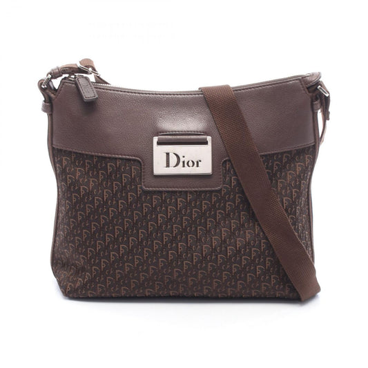 Dior Shoulder Bag Street Chic Trotter Dark Brown Canvas Leather