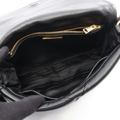 Prada Shoulder Bag Padded 2-Way Black Leather System Patchwork Chain — view 3