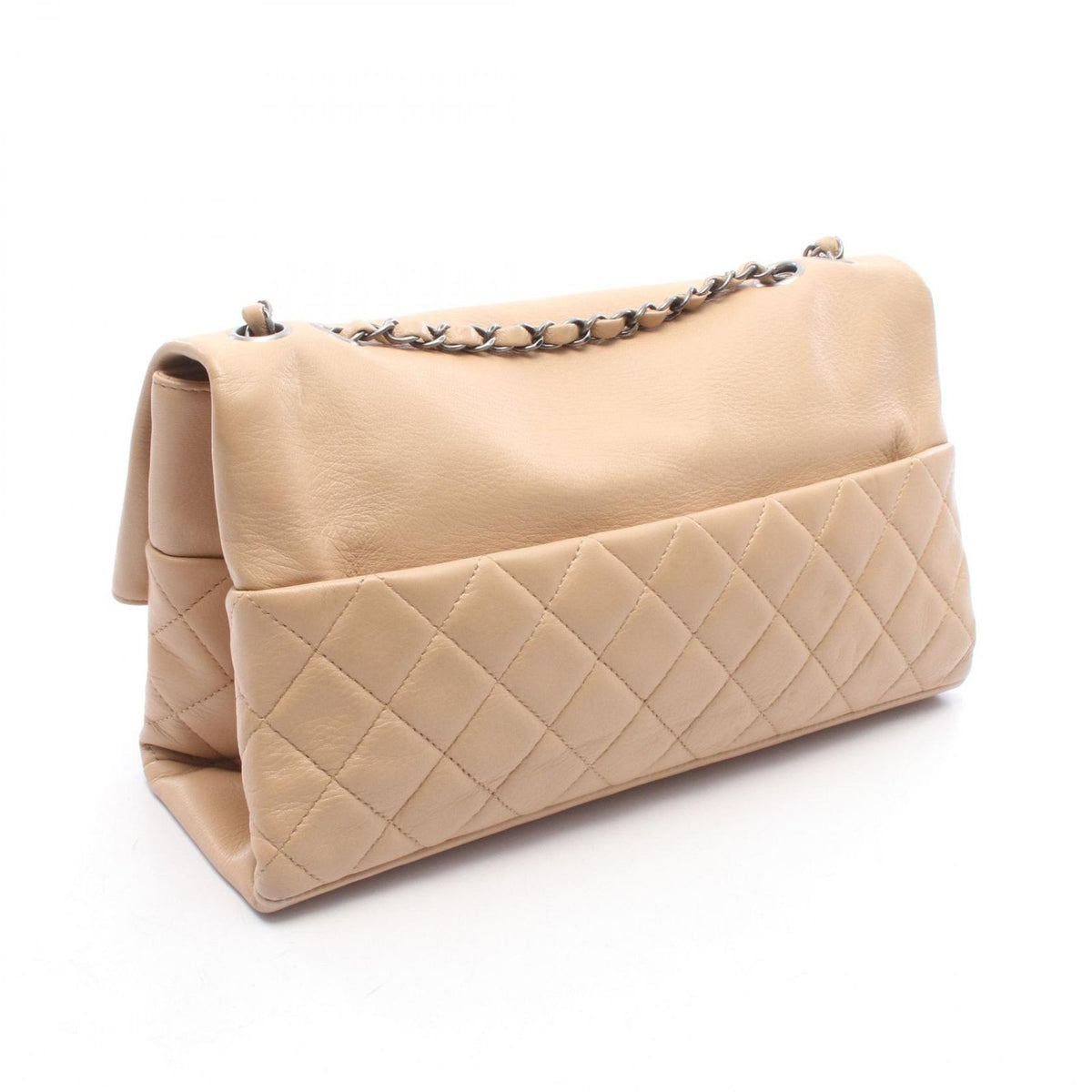 Chanel Shoulder Bag Quilted Beige Lambskin Chain — view 2