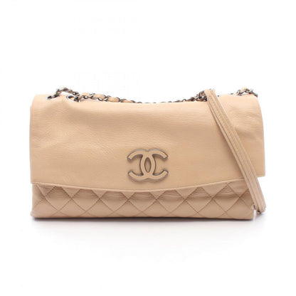 Chanel Shoulder Bag Quilted Beige Lambskin Chain