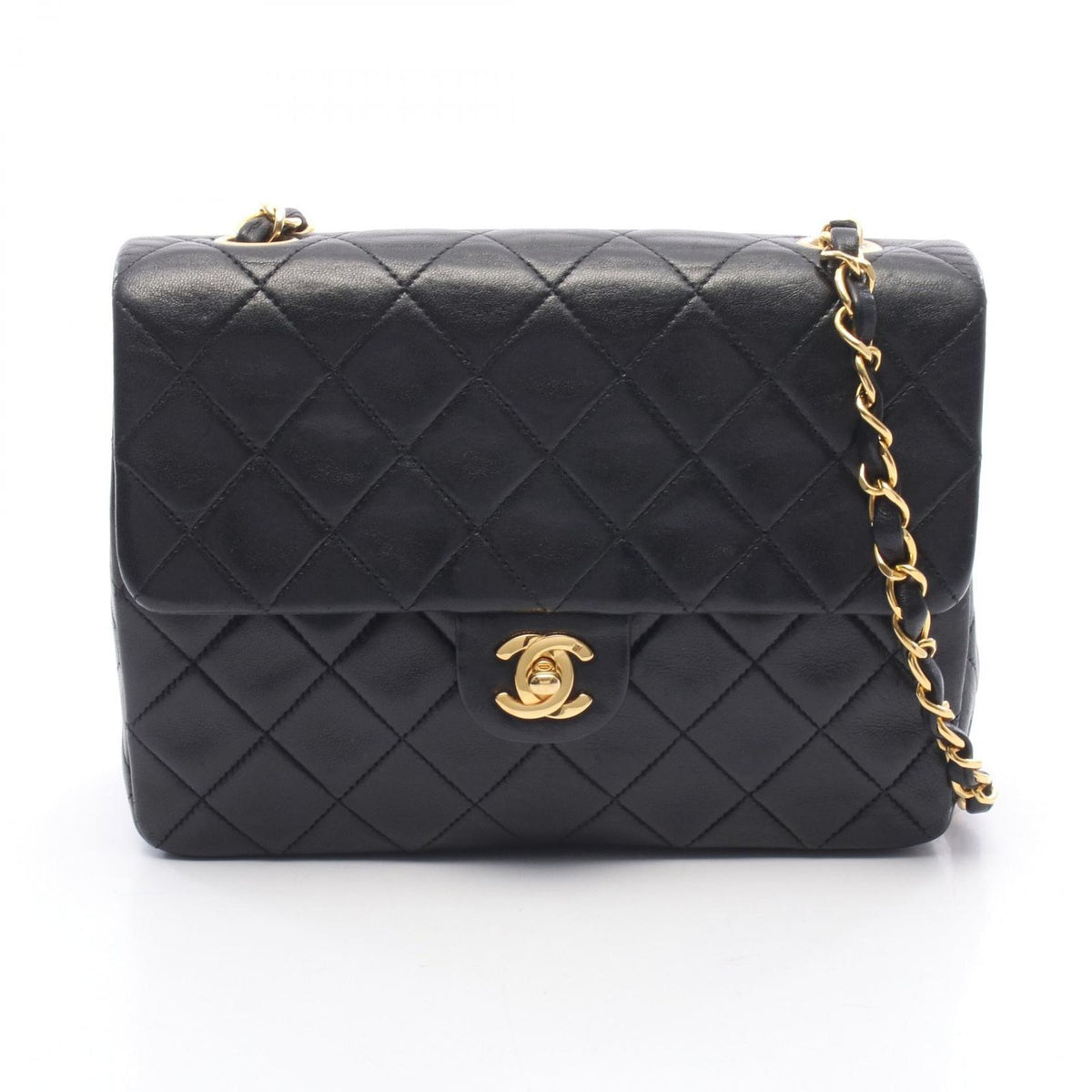 Chanel Shoulder Bag Mini Quilted 20 Black Lambskin Chain
