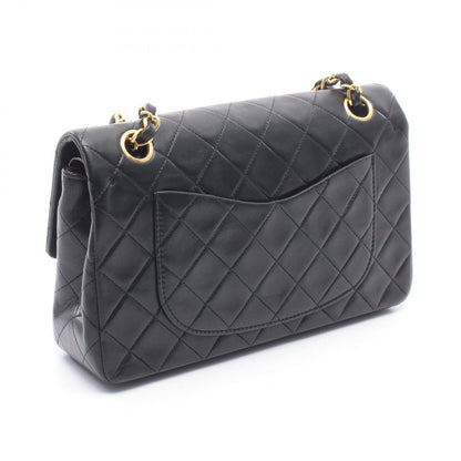 Chanel Shoulder Bag Quilted Double Flap Black Lambskin Chain — view 2