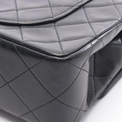 Chanel Shoulder Bag Quilted Double Flap Black Lambskin Chain — view 7