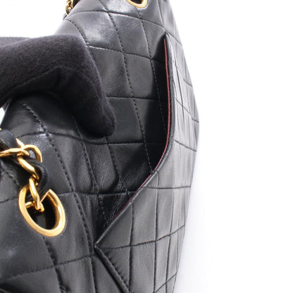 Chanel Shoulder Bag Quilted Double Flap Black Lambskin Chain — view 6