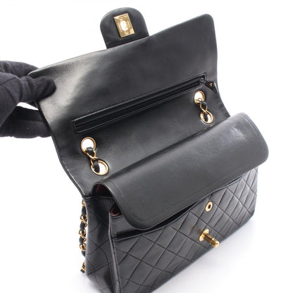 Chanel Shoulder Bag Quilted Double Flap Black Lambskin Chain — view 7