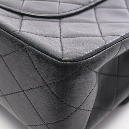 Chanel Shoulder Bag Quilted Double Flap Black Lambskin Chain — view 8