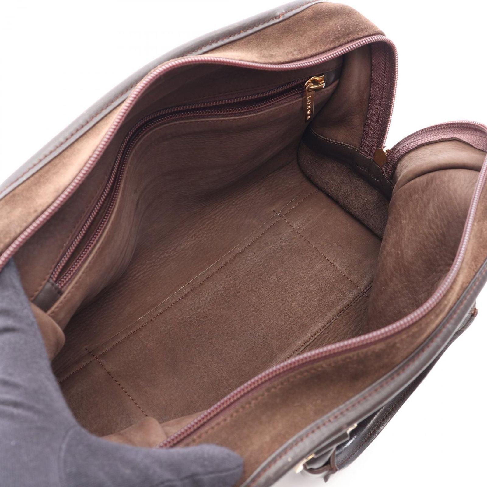 Loewe Handbag Amazona 28 Dark Brown Suede Leather — view 3